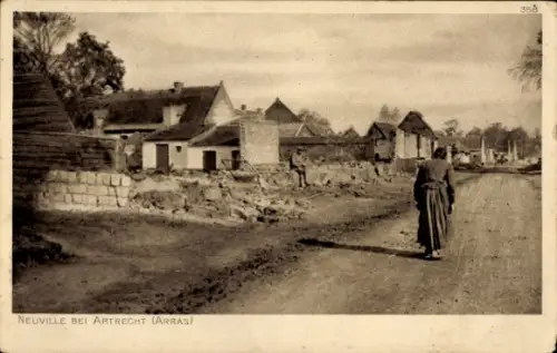 Ak Neuville Pas de Calais, Zerstörungen, Straße, I. WK