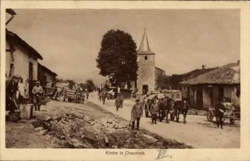 Ak Chaumont Meuse, Deutsche Soldaten im Ort, Kirche