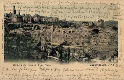 Ak Luxembourg Luxemburg, Rochers du Bock