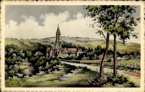 Künstler Ak Fosty, Geo, Clervaux Clerf Luxembourg, Abtei mit Umgebung