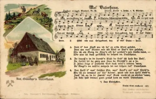 Künstler Lied Ak Günther, Anton, Gottesgab, Mei Vaterhaus, Mundart Nr 18