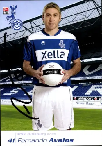 Autogrammkarte Fußballer Fernando Avalos, MSV Duisburg, Autogramm