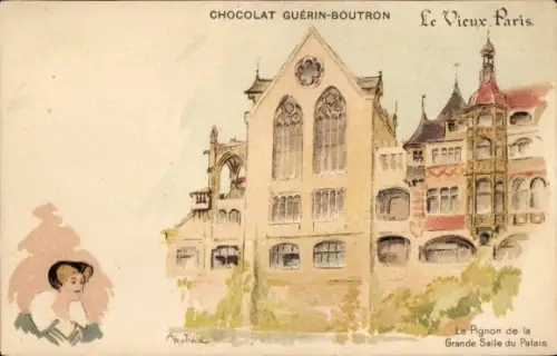 Künstler Litho Robida, Albert, Paris, Pignon de la Grande Salle du Palais