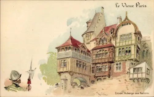 Künstler Litho Robida, Albert, Paris, Auberge des Nations