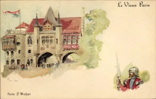 Künstler Litho Robida, Albert, Paris, Porte Saint Michel
