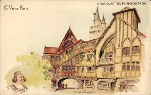 Künstler Litho Robida, Albert, Paris, Rue des Remparts