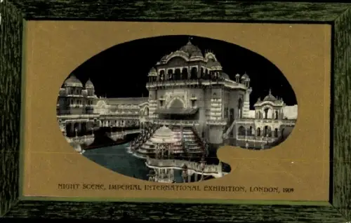 Passepartout Ak London City England, Imperial International Exhibition 1909, Nacht Szene