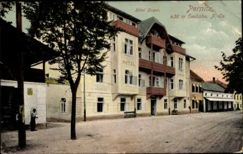 Ak Pernitz Niederösterreich, Hotel Singer,  430 m Seehöhe