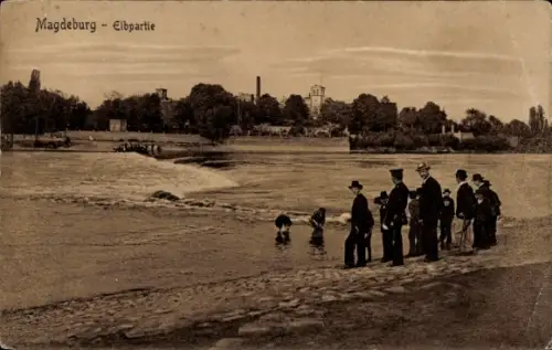 Ak Magdeburg an der Elbe, Spaziergang an der Elbe