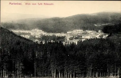 Ak Mariánské Lázně Marienbad Region Karlsbad,  Blick vom Café Rübezahl