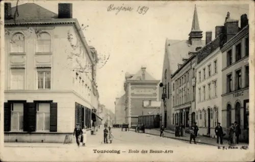Ak Tourcoing Nord,  Ecole des Beaux-Arts, Tabac