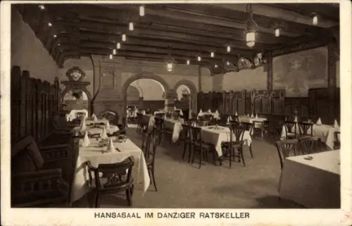 Ak Gdańsk Danzig, Hansasaal im Danziger Ratskeller