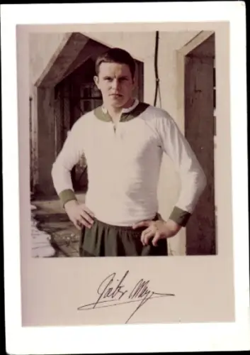 Foto Fußballer Dieter Meyer, Werder Bremen, Portrait, Autogramm