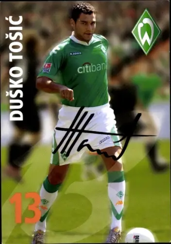 Autogrammkarte Fußballer Duško Tošić, Werder Bremen, Autogramm