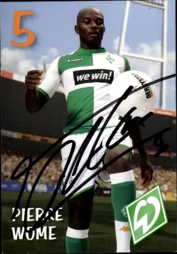 Autogrammkarte Fußballer Pierre Wome, Werder Bremen, Autogramm
