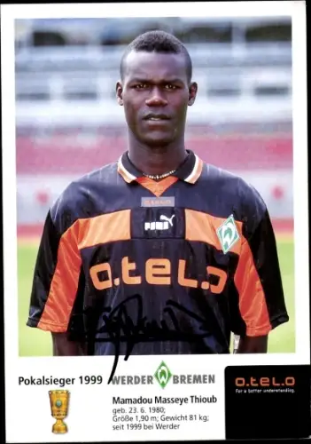 Autogrammkarte Fußballer Mamadou Masseye Thioub, Werder Bremen, Autogramm