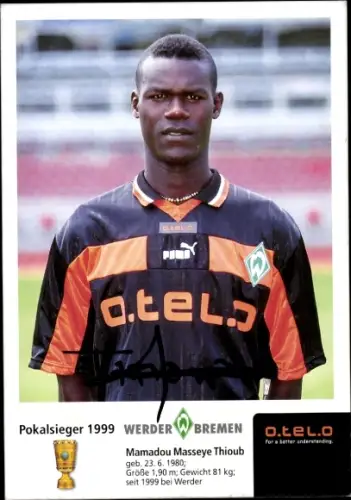 Autogrammkarte Fußballer Mamadou Masseye Thioub, Werder Bremen, Autogramm