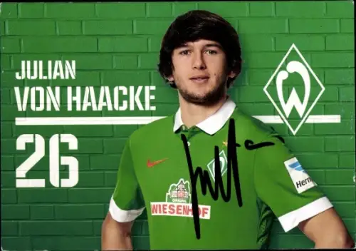 Autogrammkarte Fußballer Julian von Haacke, Werder Bremen, Autogramm