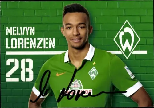 Autogrammkarte Fußballer Melvyn Lorenzen, Werder Bremen, Autogramm