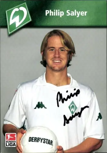 Autogrammkarte Fußballer Philip Salyer, Werder Bremen, Autogramm