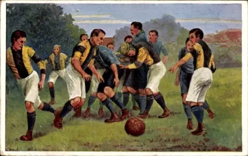 Künstler Ak Fußball, Fußballspiel