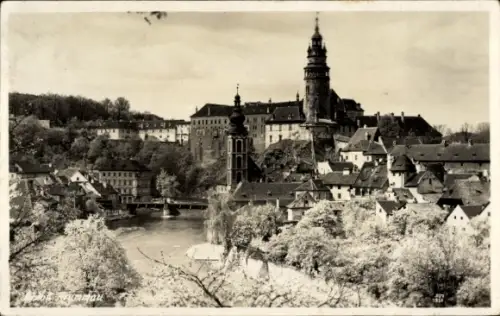 Ak Český Krumlov Böhmisch Krumau an der Moldau Krummau Südböhmen, Schloss Krumau, Schlossturm, St