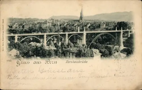 Ak Bern Stadt Schweiz,  Kornhausbrücke, Berner Münster