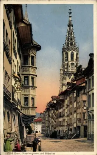 Ak Bern Stadt Schweiz, Kesslergasse und Münster