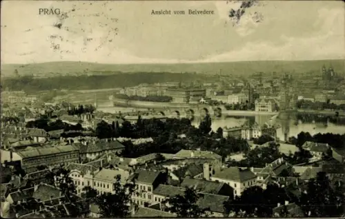 Ak Praha Prag Tschechien, Ansicht vom Belvedere