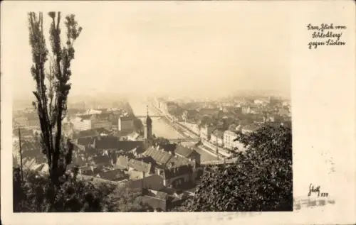 Ak Graz Steiermark, Blick vom Schlossberg gegen Süden