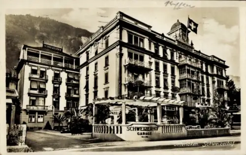 Ak Interlaken Kanton Bern Schweiz, Hotel Schweizerhof, Garage, Interlaken