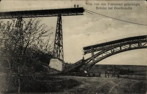 Ak Bouillonville Meurthe et Moselle, Die von den Franzosen gesprengte Brücke