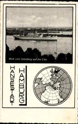 Ak Hamburg Altona Blankenese, Blick vom Schulberg auf die Elbe, Dampfschiff