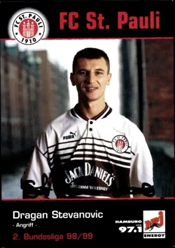 Autogrammkarte Fußballer Dragan Stevanovic, FC St. Pauli, Autogramm