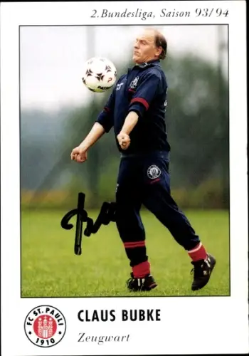 Autogrammkarte Zeugwart Claus Bubke, FC St. Pauli, Autogramm