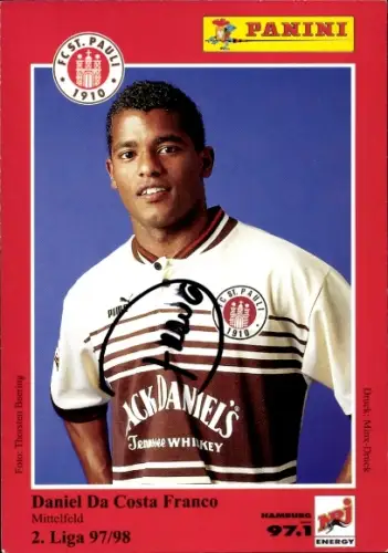 Sammelkarte Fußballer Daniel Da Costa Franco, FC St. Pauli, Autogramm, Panini