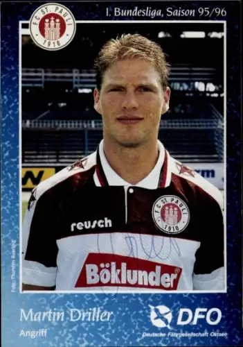 Autogrammkarte Fußballer Martin Driller, FC St. Pauli, Autogramm
