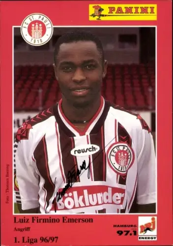 Sammelkarte Fußballer Luiz Firmino Emerson, FC St. Pauli, Autogramm, Panini