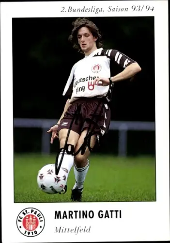 Autogrammkarte Fußballer Martino Gatti, FC St. Pauli, Autogramm