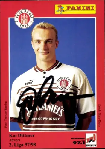 Sammelkarte Fußballer Kai Dittmer, FC St. Pauli, Autogramm, Panini