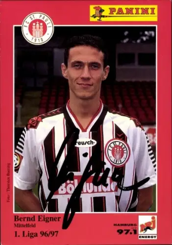 Sammelkarte Fußballer Bernd Eigner, FC St. Pauli, Autogramm, Panini
