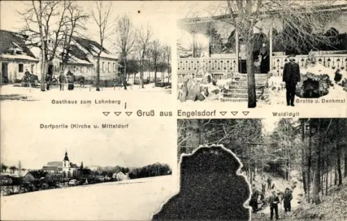 Ak Andělka Engelsdorf Višňová Weigsdorf Reg. Reichenberg, Gasthaus zum Lohnberg, Kirche, Grotte