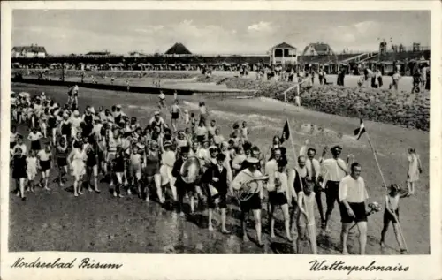 Ak Nordseebad Büsum, Nordseebad  Wattenpolonaise
