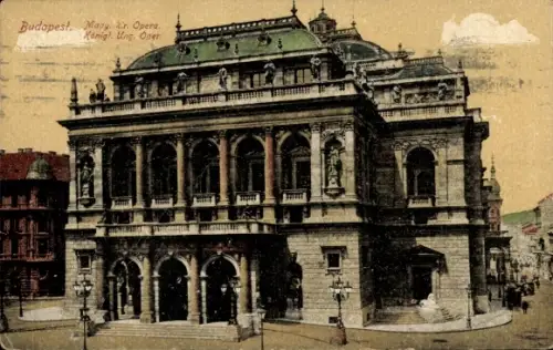 Ak Budapest Ungarn,  Königl. Ung. Oper, beeindruckende Architektur