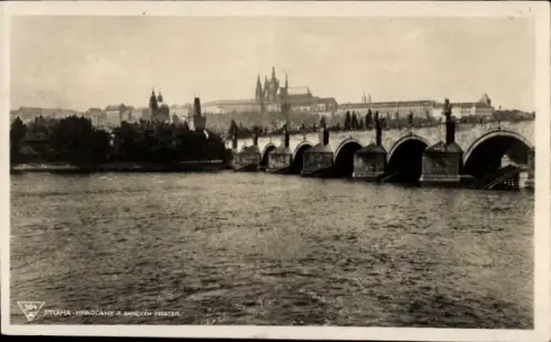 Ak Praha Prag Tschechien, Hradčany Hradschin, Brücke
