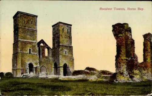 Ak Reculver South East England, Reculver Towers, Herne Bay