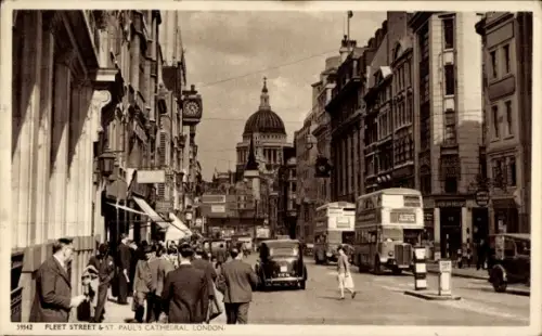 Ak London, Sankt Pauls Kathedrale, Fleet Street