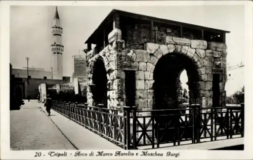 Ak Tripolis Tripoli Libyen, Arco di Marco Aurelio e Moschea Gurgi