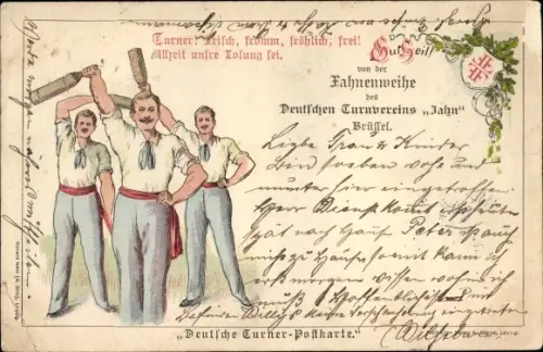 Ak Bruxelles Brüssel, Gut Heil, Fahnenweihe, Deutscher Turnverein Jahn