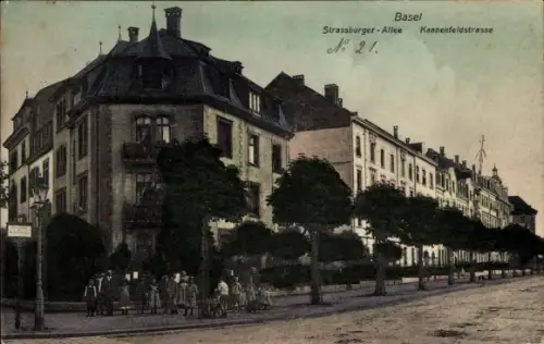 Ak Basel Stadt Schweiz, Straßburger-Allee, Kannenfeldstraße